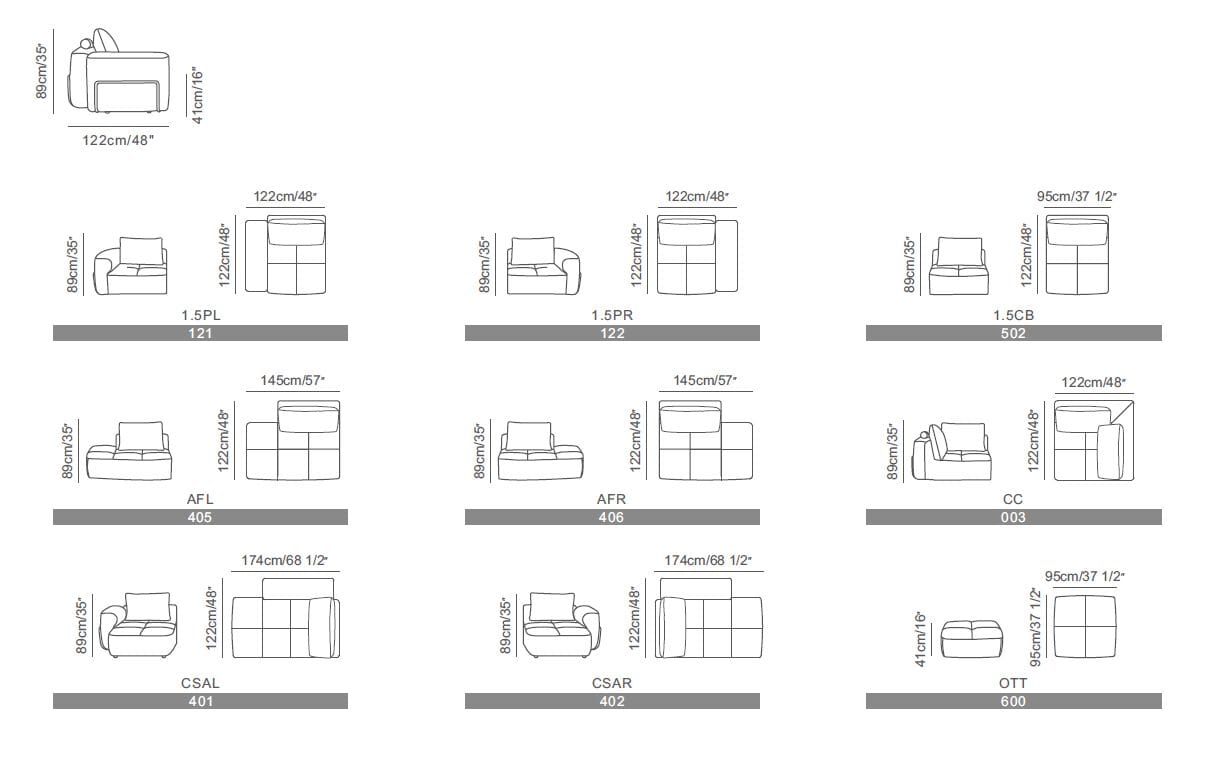 Модульный угловой диван из ткани CAMPO DE' FIORI DUNE ARCH-00114670 - Вид №4