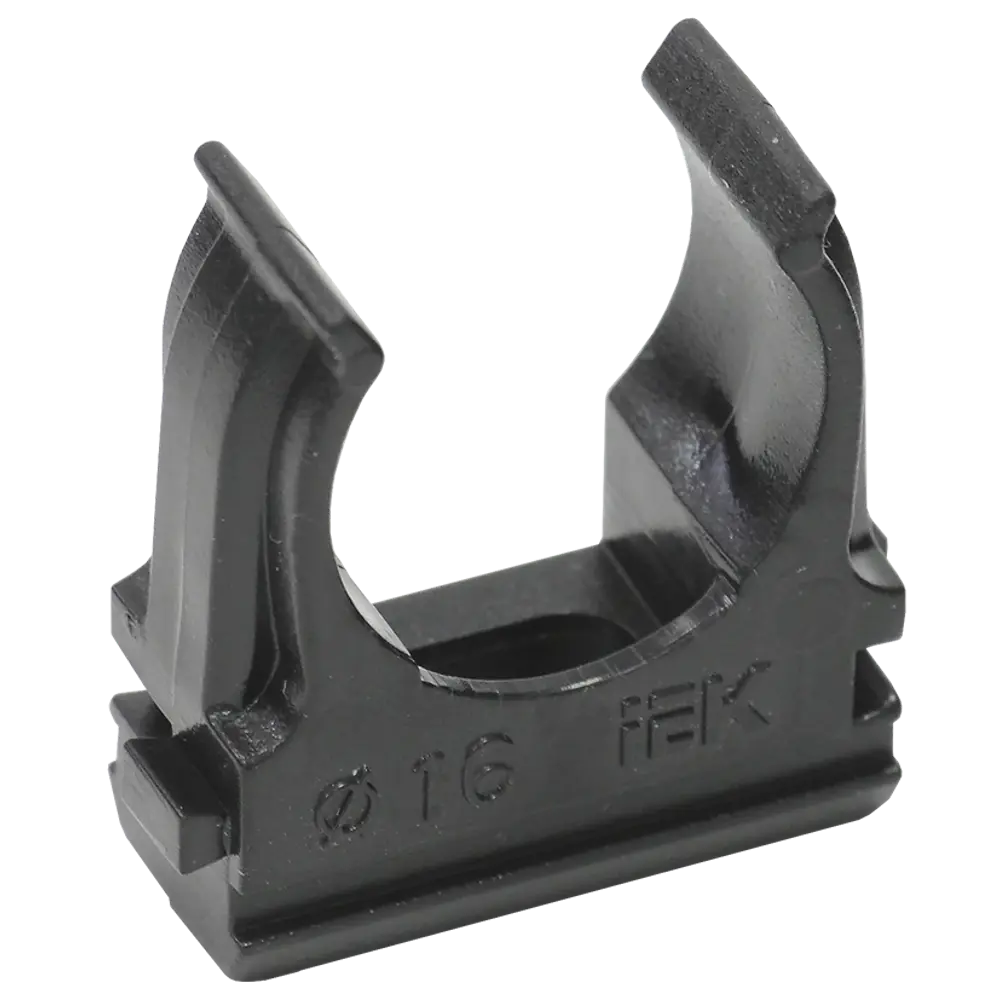Держатель с защелкой для труб IEK D16 мм цвет черный STLM-2104553
