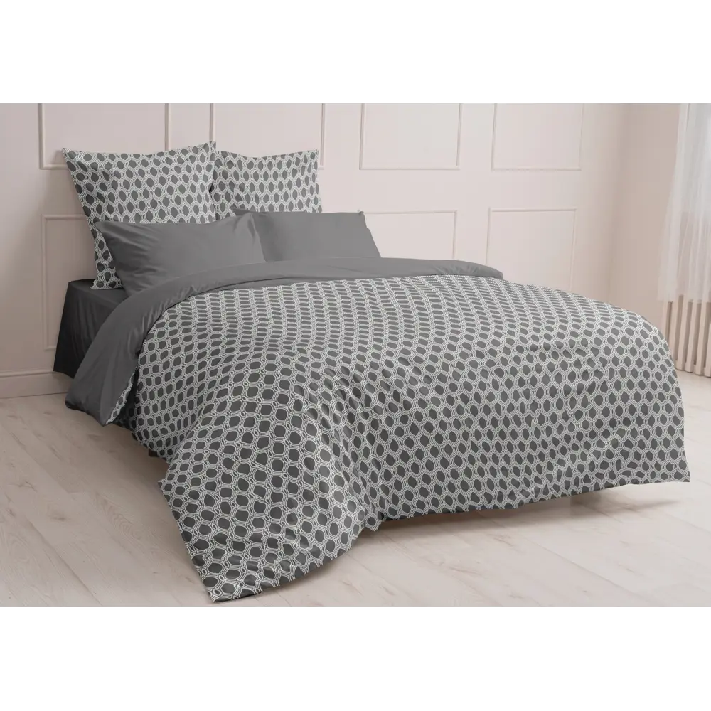 Комплект постельного белья Шуйские Ситцы Соты полутораспальный бязь серый STLM-2151537