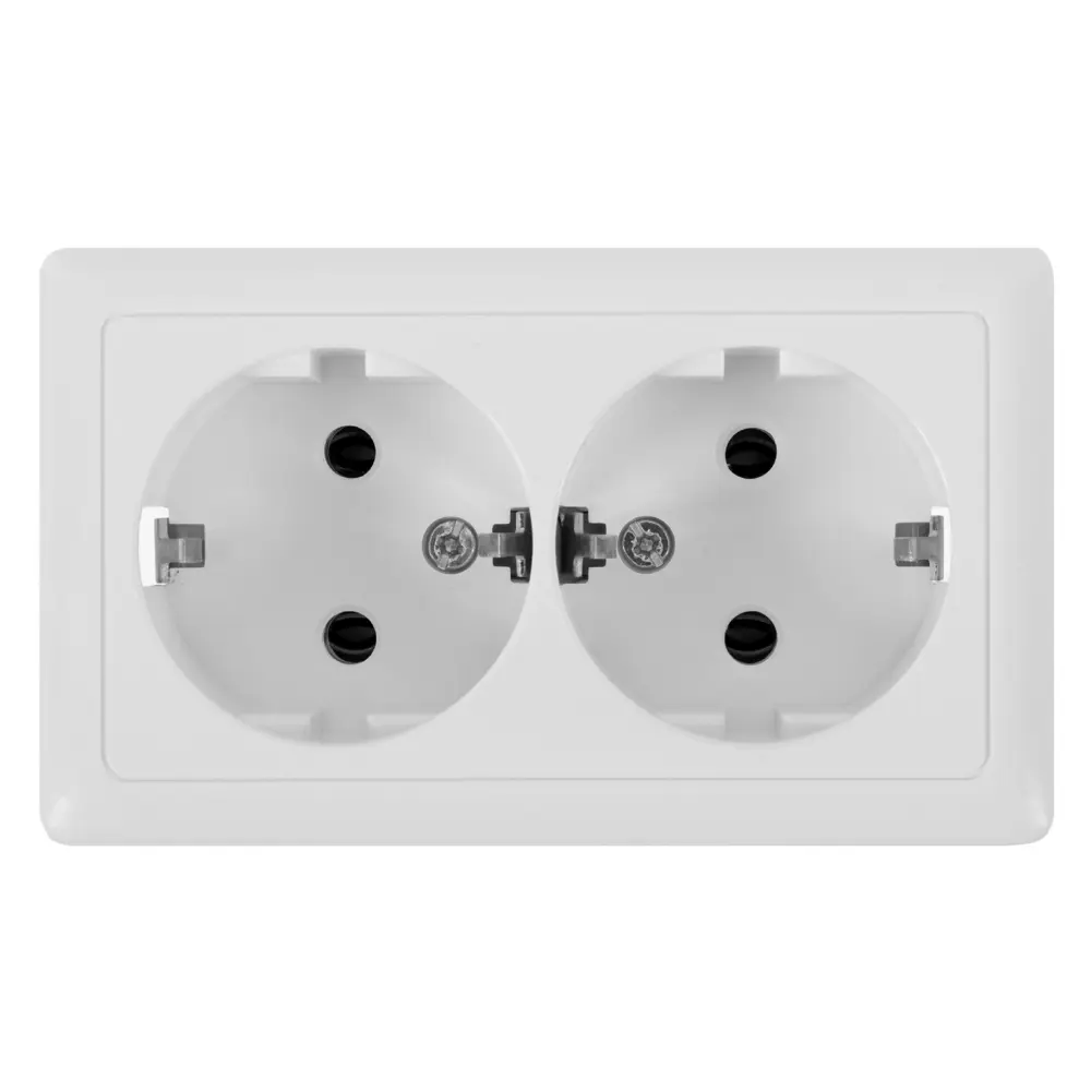 Розетка Хит 2 разъема заземление цвет белый Schneider Electric STLM-2184178 - Вид №1