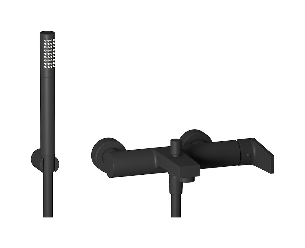Настенный смеситель для ванной в комплекте с душевым гарнитуром WE ARE IB tw396cc Matt Black Twitter