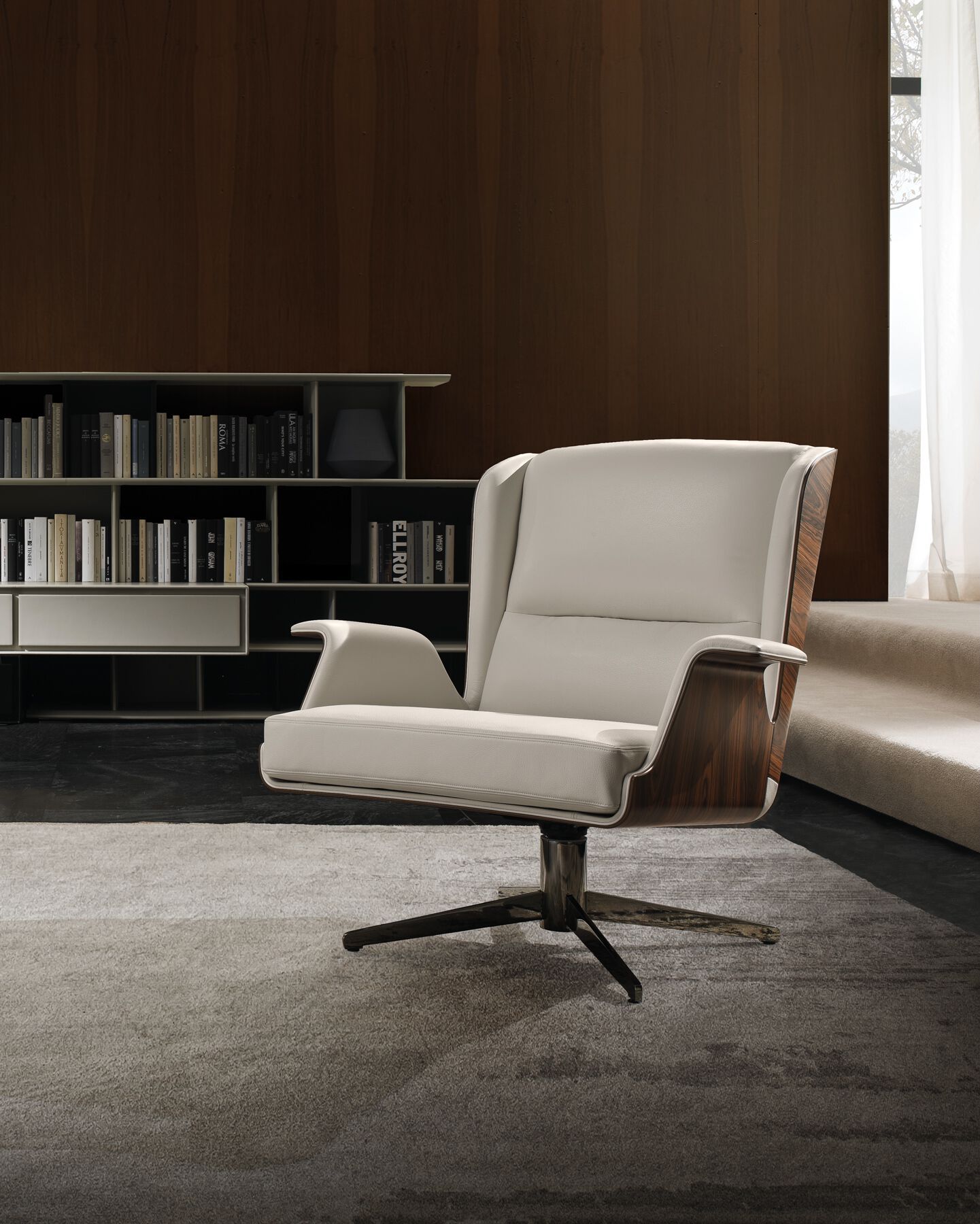 Кожаное и деревянное вращающееся кресло с подлокотниками i 4 Mariani ARCH-00023737 - Вид №7