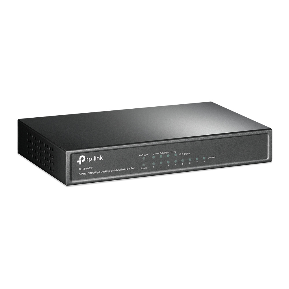 TL-SF1008P 8-port 10/100m poe switch, 8 10/100m rj45 ports including 4 poe ports, steel case TP-Link Santreyd  - Вид №1