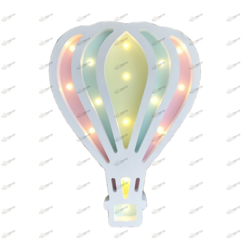 Ночник деревянный 30 см белый с розовым "Воздушный шар" LAMPA I DEREVO  00-3880212 Белый;розовый Santreyd 