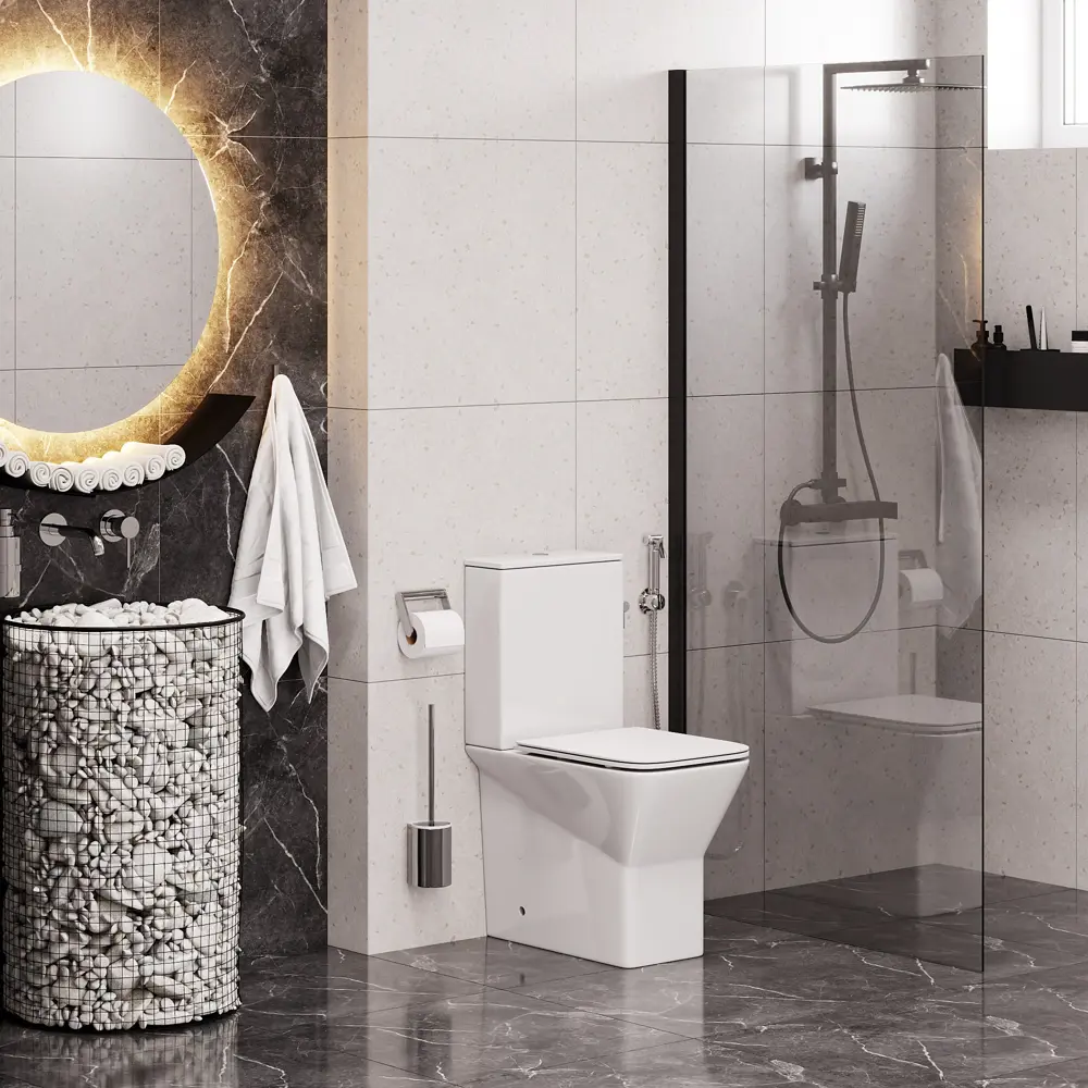 Унитаз-компакт Cerutti SPA Ellero CT8458 безободковый сиденье с микролифтом 88977000 STLM-2012378 - Вид №7