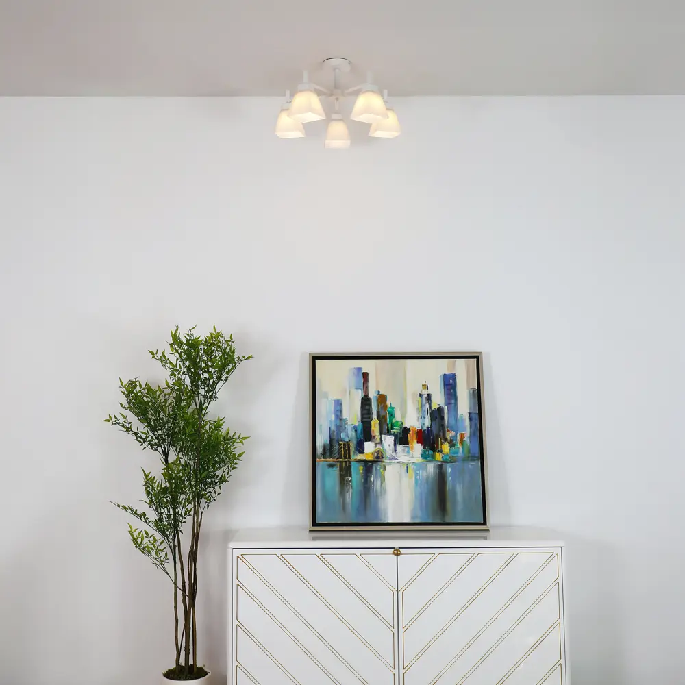 Люстра на штанге Cello 5 ламп 20 м² цвет белый SCHAFFNER STLM-2118635 - Вид №10