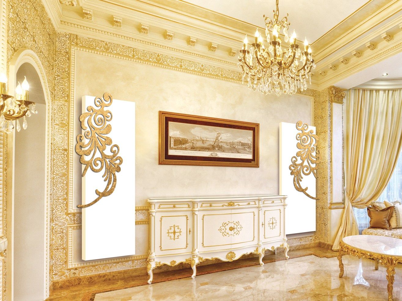 Алюминиевый полотенцесушитель Termo Design двойная пластина-сусальное золото ARCH-00136883 - Вид №5