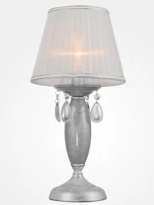 Настольная лампа с подвесками и абажуром серебро Argento 2013-501 RIVOLI ВАЗА 337394 Белый;серебро