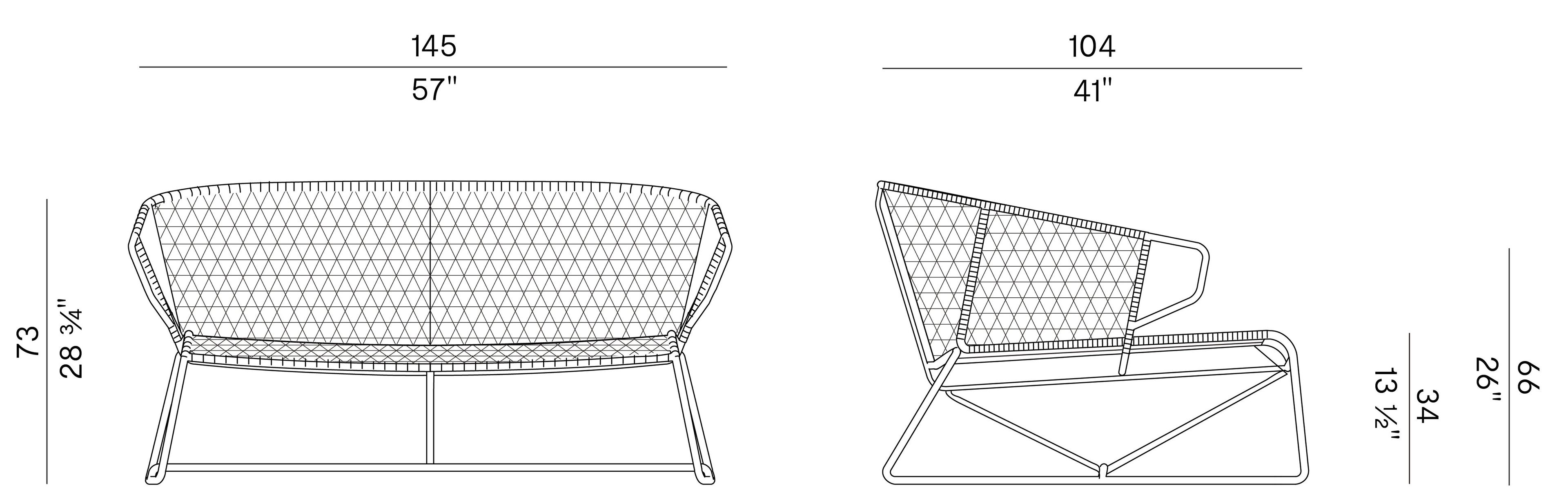 2-местный морской веревочный садовый диван Potocco Парусный спорт ARCH-00038180 - Вид №2