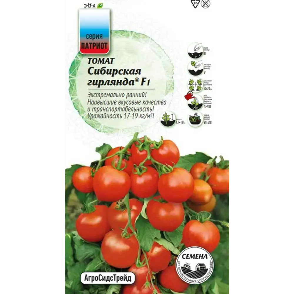 Семена овощей Агросидстрейд Патриот томат Сибирская гирлянда F1 STLM-2050856