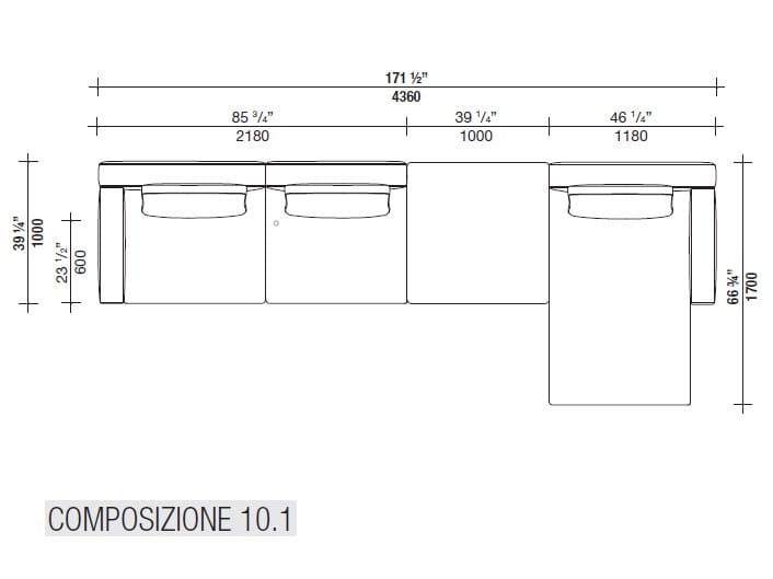 Угловой диван из ткани с полуостровом Lema Venise ARCH-00125173 - Вид №31