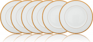 10672917 Noritake Набор тарелок закусочных Noritake Рочель,золотой кант 22см, фарфор, 6шт Фарфор костяной
