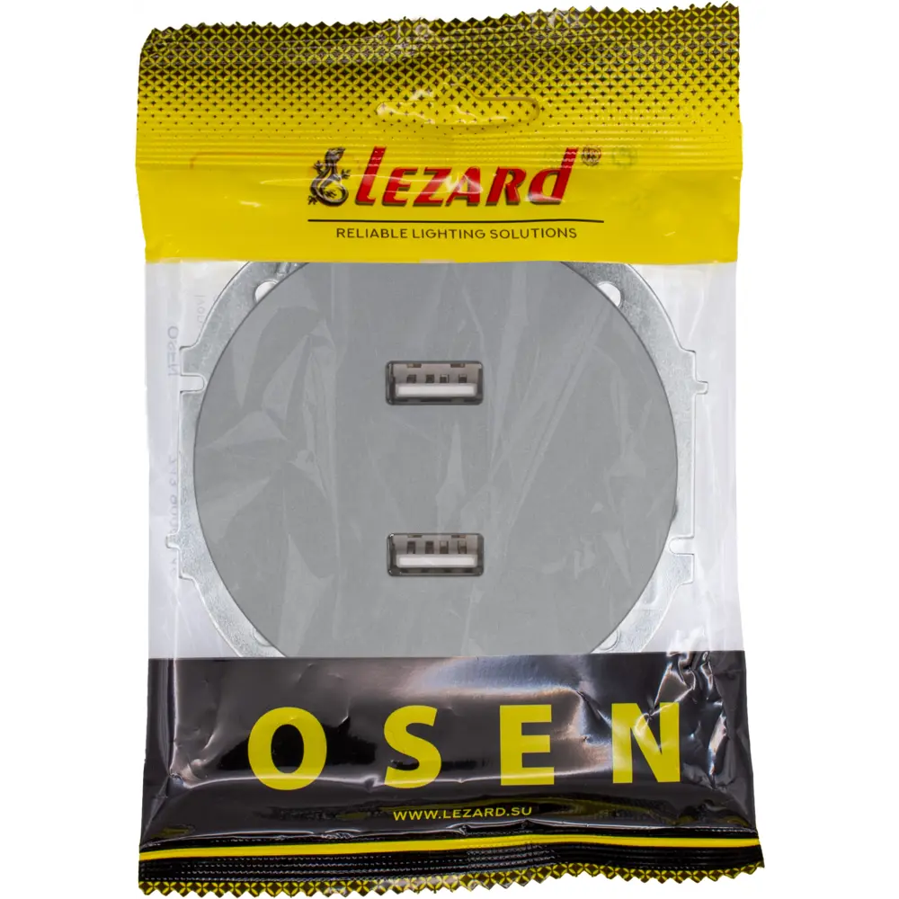 Розетка двойная USB встраиваемая Osen цвет серый LEZARD STLM-2137299 - Вид №7