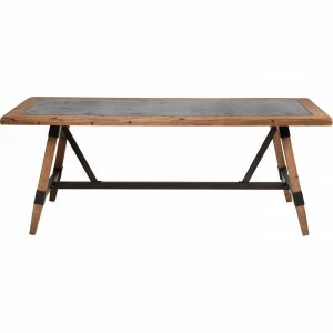 Обеденный стол деревянный с металлической перекладиной 200 см College KARE COLLEGE 323065 Коричневый