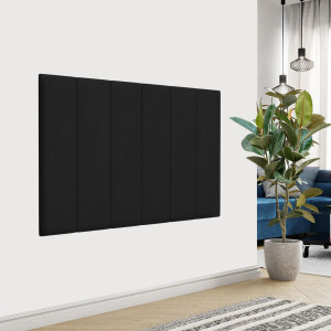 Стеновая панель Eco Leather Black цвет черный 20х80см 4шт TARTILLA