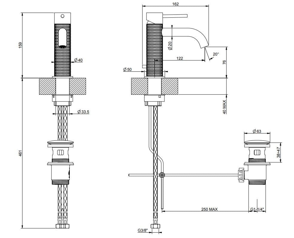 Смеситель для раковины из нержавеющей стали Gessi Messi316 ARCH-00138658 - Вид №4