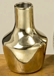 Ваза фарфоровая золотая с горлышком 10 см Kimka FRATELLI BARRI ART 00-3886081 Золото