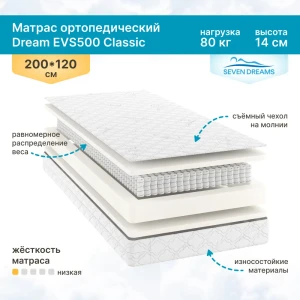 Матрас Seven Dreams Dream EVS500 Classic 120x14x200 см независимый пружинный блок, односпальный