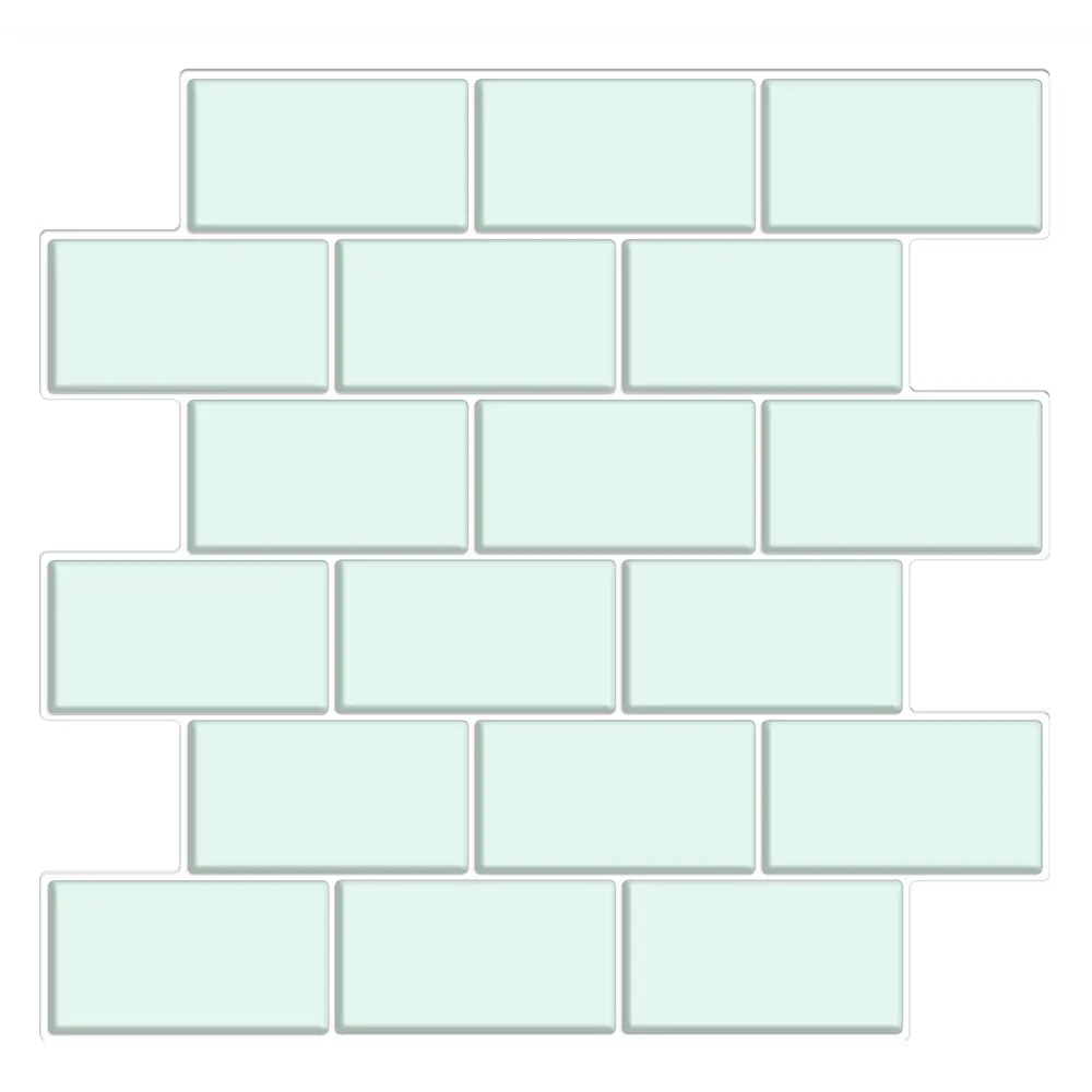 Наклейка декоративная 3D мозаика Мятный кирпич 25x25 см FBRUSH STLM-2063403
