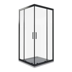 Душевая ширма Makiato квадратная 80x80x190см цвет профиля черный раздвижная стекло 5мм прозрачное