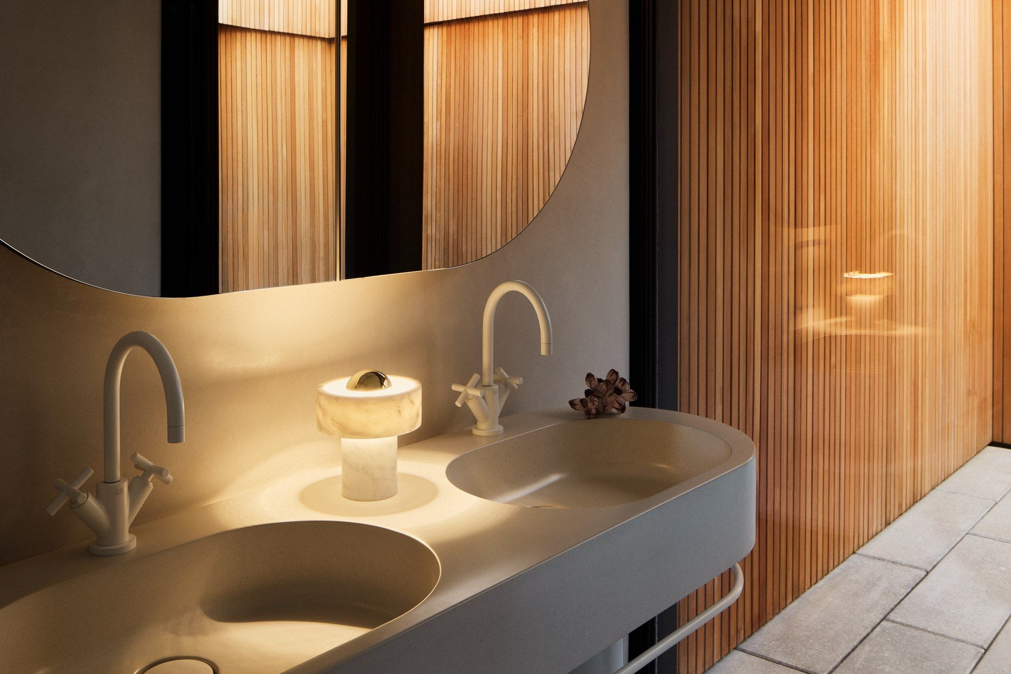 Мраморная настольная лампа с батарейным питанием Tom Dixon Stone ARCH-00060913 - Вид №7