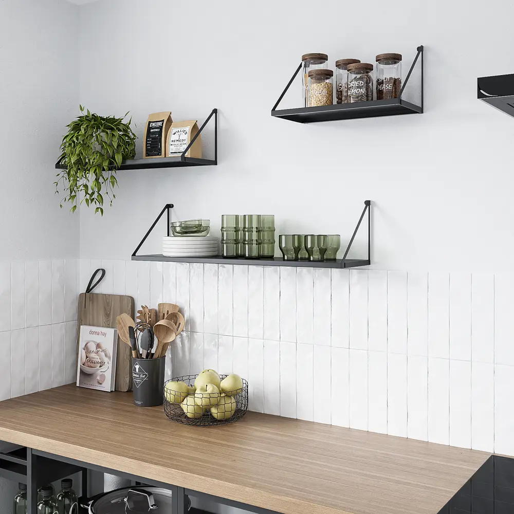 Настенная полка Бостон 80x20 см сталь цвет черный Santreyd STLM-2149872 - Вид №6