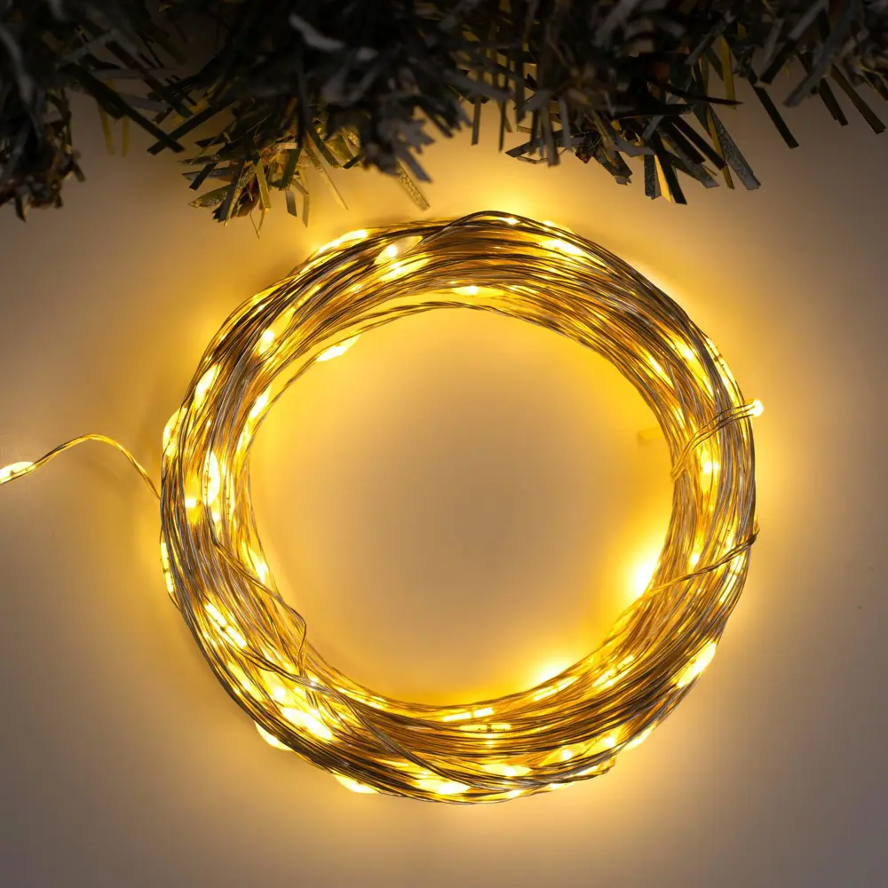 90641867 Электрогирлянда комнатная Luazon lighting 5198370 роса 20 м 200 ламп бесцветный 1 режим работы STLM-0952066