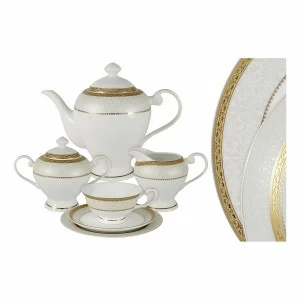 Сервиз чайный фарфоровый белый с золотым на 6 персон, 21 предмет "Бостон Голд" ANNA LAFARG EMILY БОСТОН ГОЛД 00-3946892 Белый;золото