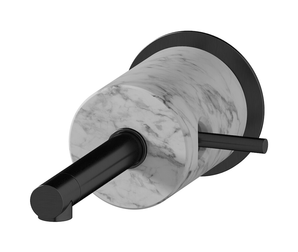 Встроенный в стену смеситель для раковины на 1 отверстие в комплекте с донным клапаном WE ARE IB mm209cs_1 Brushed Black Chrome Marmo