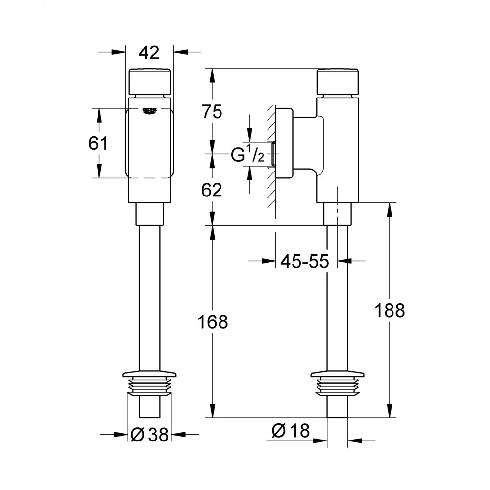 Кран сливной для писсуара Grohe Rondo, латунь, цвет хром STLM-2128801 - Вид №1