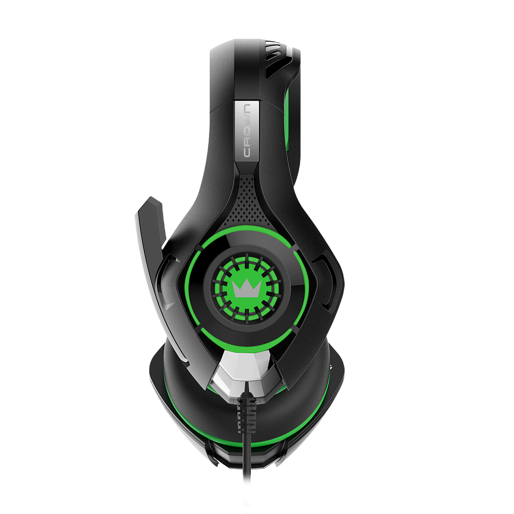 CMGH-101T Green Гарнитура игровая cmgh-101t black&green (подключение jack 3.5мм 4pin+ адаптер 2*jack spk+mic,частотный диапазон: 20гц-20,000 гц ,кабель 2.1м,размер d 250мм, регулировка громкости, микрофон на ножке) Crown Santreyd  - Вид №2