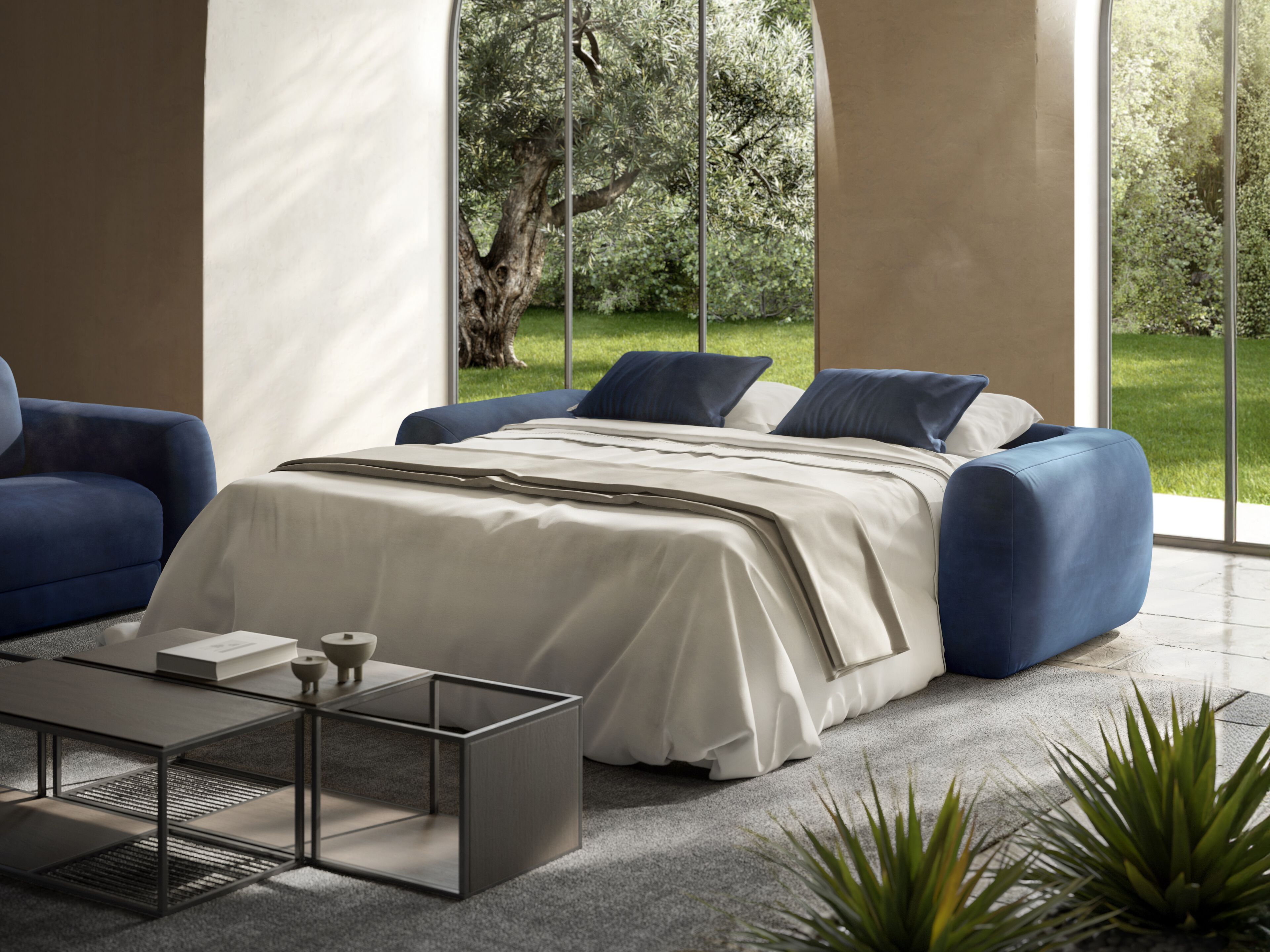 Двуспальный диван-кровать из ткани Natuzzi Italia SIMPLE ARCH-00119594 - Вид №4