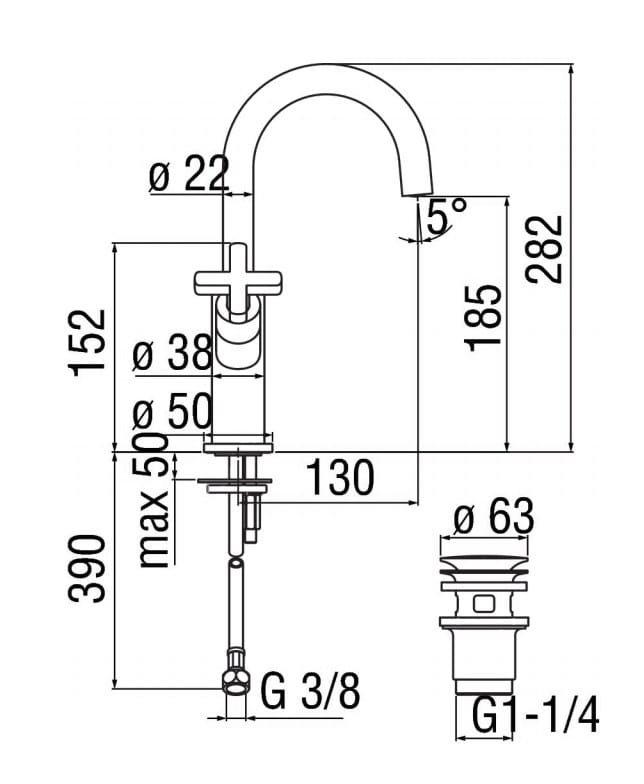 Смеситель для раковины с одним отверстием и отдельными розетками Nobili Лира ARCH-00110388 - Вид №2