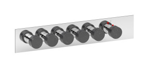 EUA521RSNMR_2 Комплект наружных частей термостата на 5 потребителей - горизонтальная прямоугольная панель с ручками Marmo IB Aqua - 5 потребителей