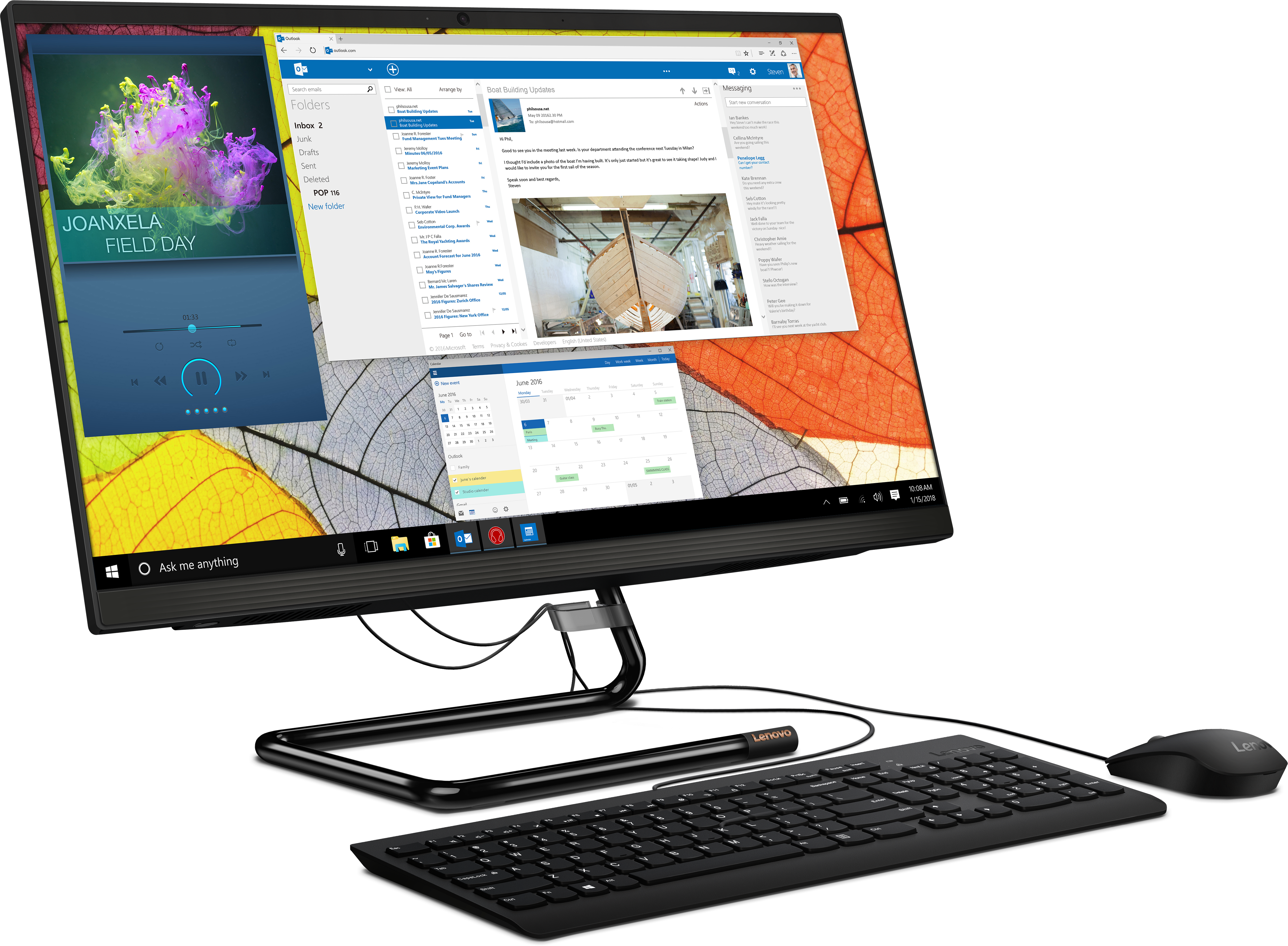 F0EW0011RK ideacentre aio 3 24are05 23.8"(1920x1080)/amd ryzen 3 4300u(2.7ghz)/8192mb/1000+128ssdgb/dvdrw/int:amd radeon/bt/wifi/war 1y/6kg/black/dos + keyboard, mouse usb Lenovo Santreyd  - Вид №2