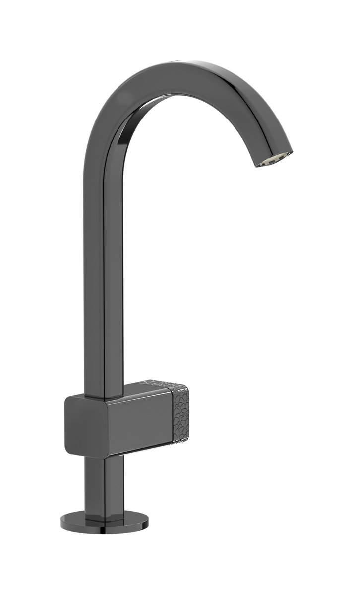 Монорычажный прогрессивный смеситель на раковину в комплекте с донным клапаном. WE ARE IB eo200cf_2 Black Chrome Elio