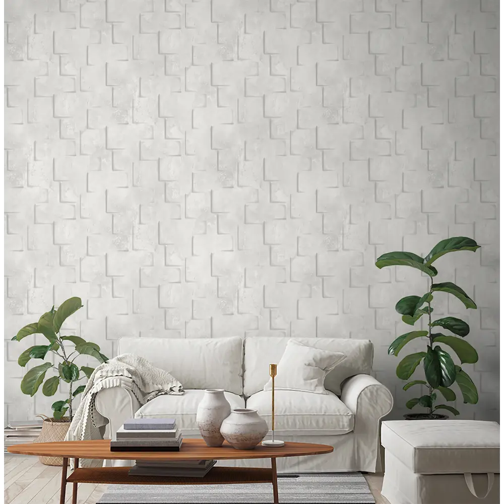 Обои флизелиновые Inspire Muro белые 1.06 м 193501 STLM-2100623 - Вид №3