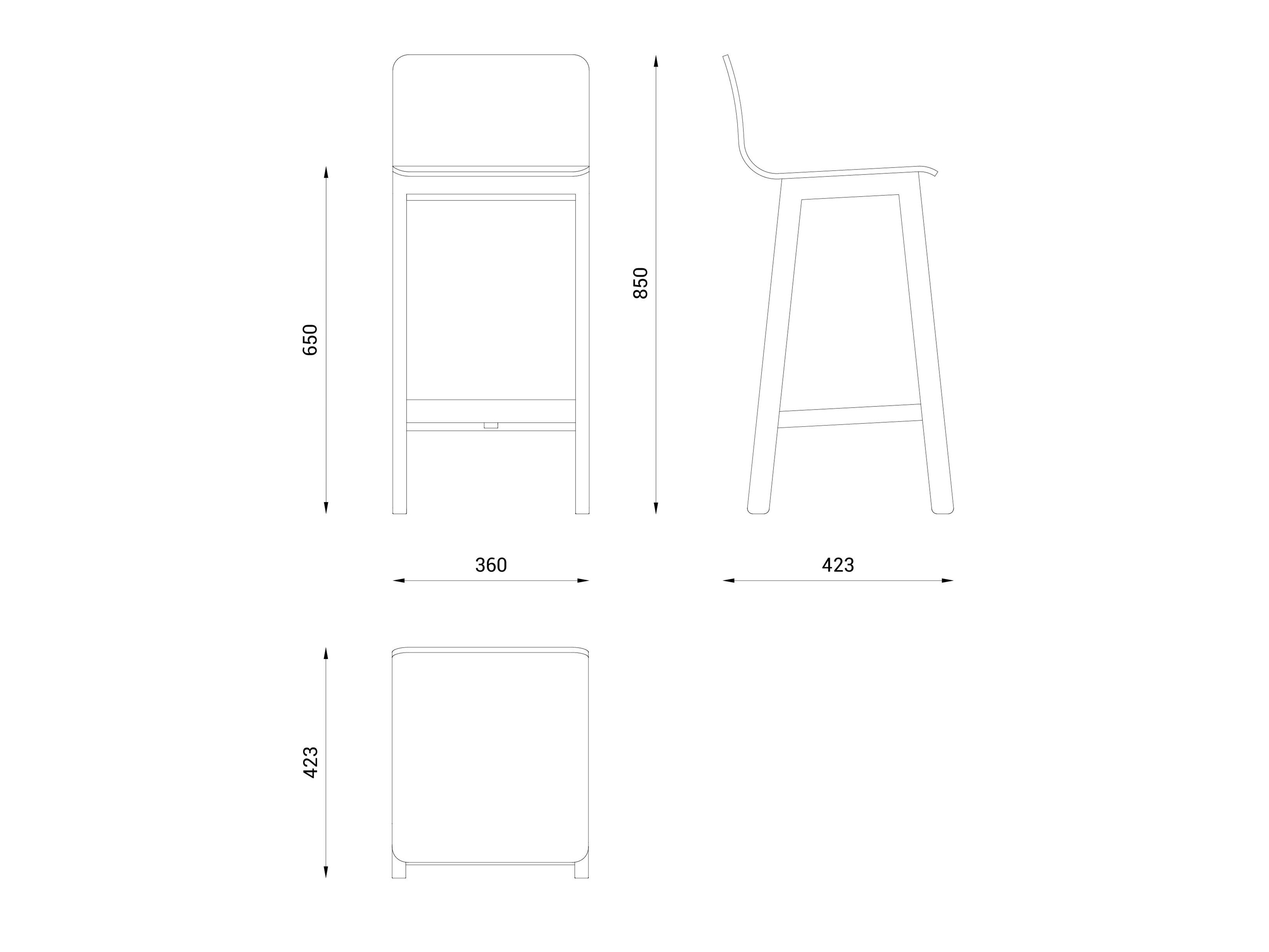 Высокий стул из ясеня с подставкой для ног Askia версия 3 ARCH-00061471 - Вид №6