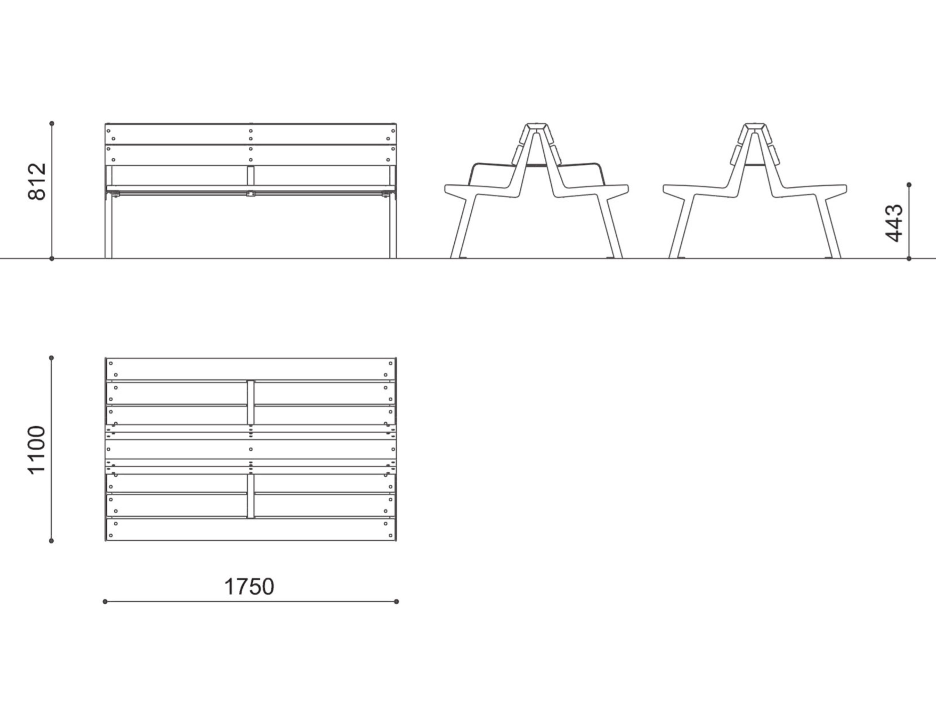 Стальная и деревянная скамья со спинкой City Design Noale ARCH-00048793 - Вид №2