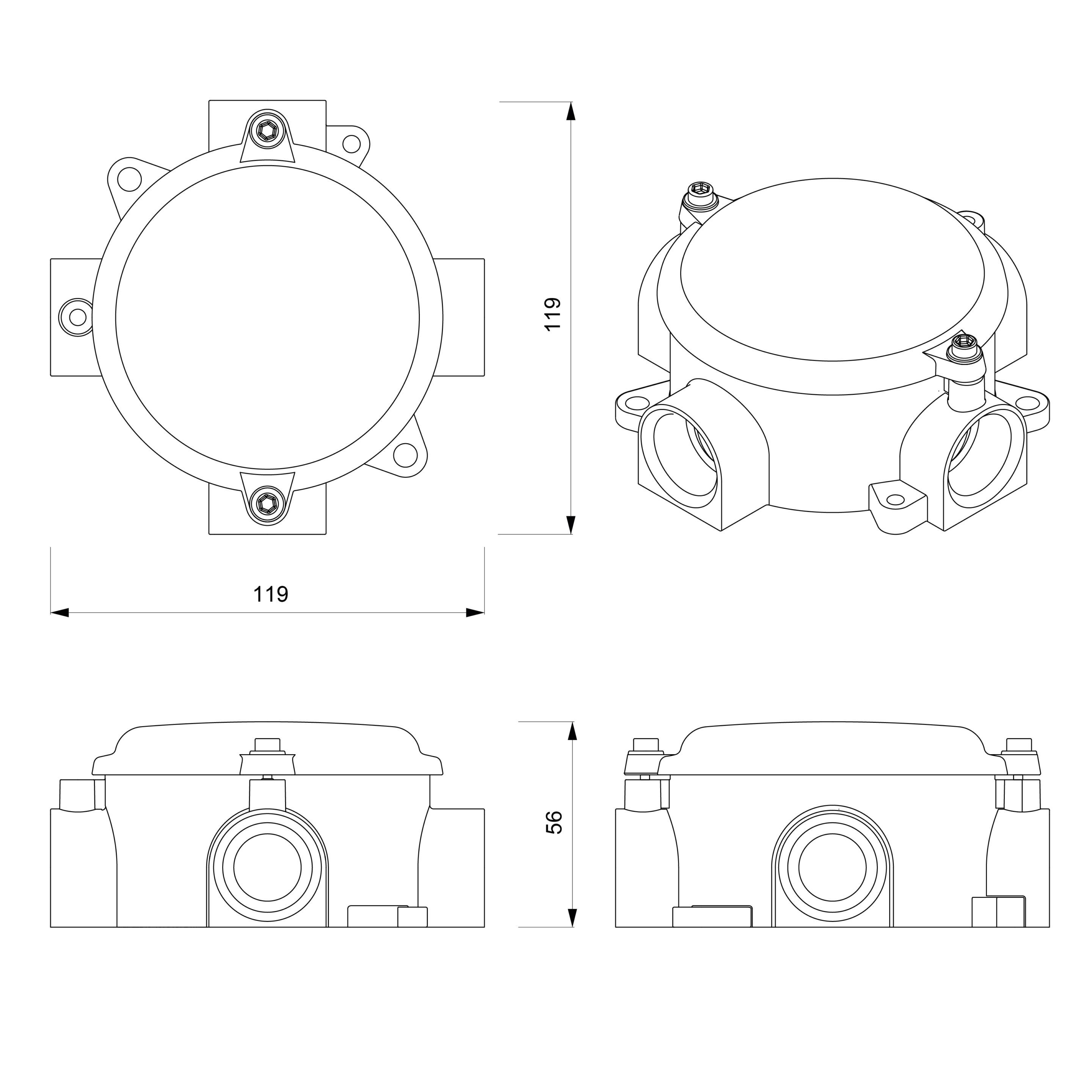 Медная алюминиевая распределительная коробка для электрической системы Genuit медь ARCH-00018886 - Вид №1