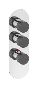 EUA212ONNMR_2 Комплект наружных частей термостата на 2 потребителей - вертикальная овальная панель с ручками Marmo IB Aqua - 2 потребителя