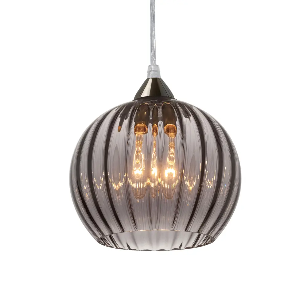 Плафон для подвесного светильника «Арбуз» E27 стеклянный, цвет серый ЛАБОРАТОРИЯ СВЕТА "33 ИДЕИ" STLM-2116843 - Вид №1