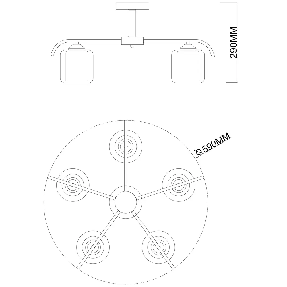 Люстра SCHAFFNER Astra 4420 - золотистая неоклассика с 5 стеклянными плафонами 89426412 STLM-1569569 - Вид №11