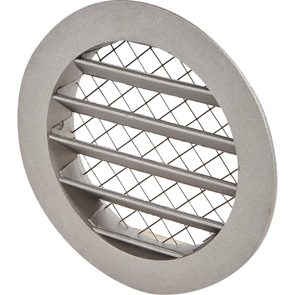 Решётка вентиляционная с сеткой Ore Alu D100 мм металл цвет нержавеющая сталь STLM-2175606