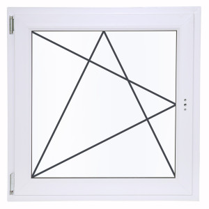 Окно пластиковое ПВХ одностворчатое 870х900 мм (ВхШ) левое поворотно-откидное однокамерный стеклопакет белый/белый VEKA