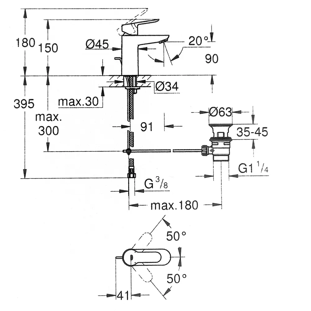 Смеситель для раковины Grohe Startclova S однорычажный цвет хром STLM-2184612 - Вид №10