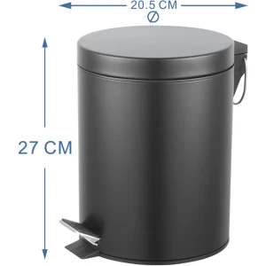 Контейнер для мусора для ванной KONSENSA Терни 5 л сталь цвет черный