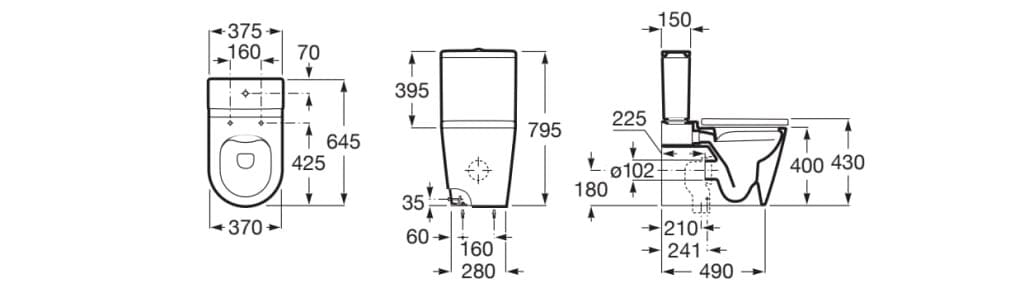 Пол керамический моноблочный туалет Roca Inspira ARCH-00049560 - Вид №2