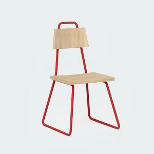 Стул с металлическими ножками и деревянным сиденьем красный Bauhaus WOODI  00-3966237 Красный