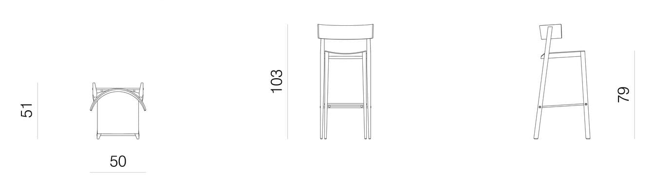 Деревянный барный стул с подставкой для ног prostoria Bik ARCH-00099426 - Вид №3